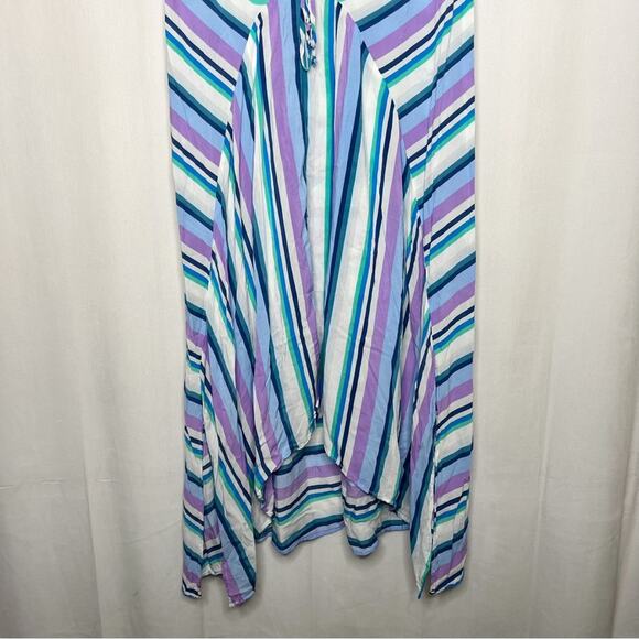 SWIMSUITS FOR ALL / Riley blue purple striped strapless swim cover up dress / 14 - Picture 5 of 8